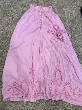 Fillyboo Pink Embroidered Maternity Maxi Skirt Boho Small
